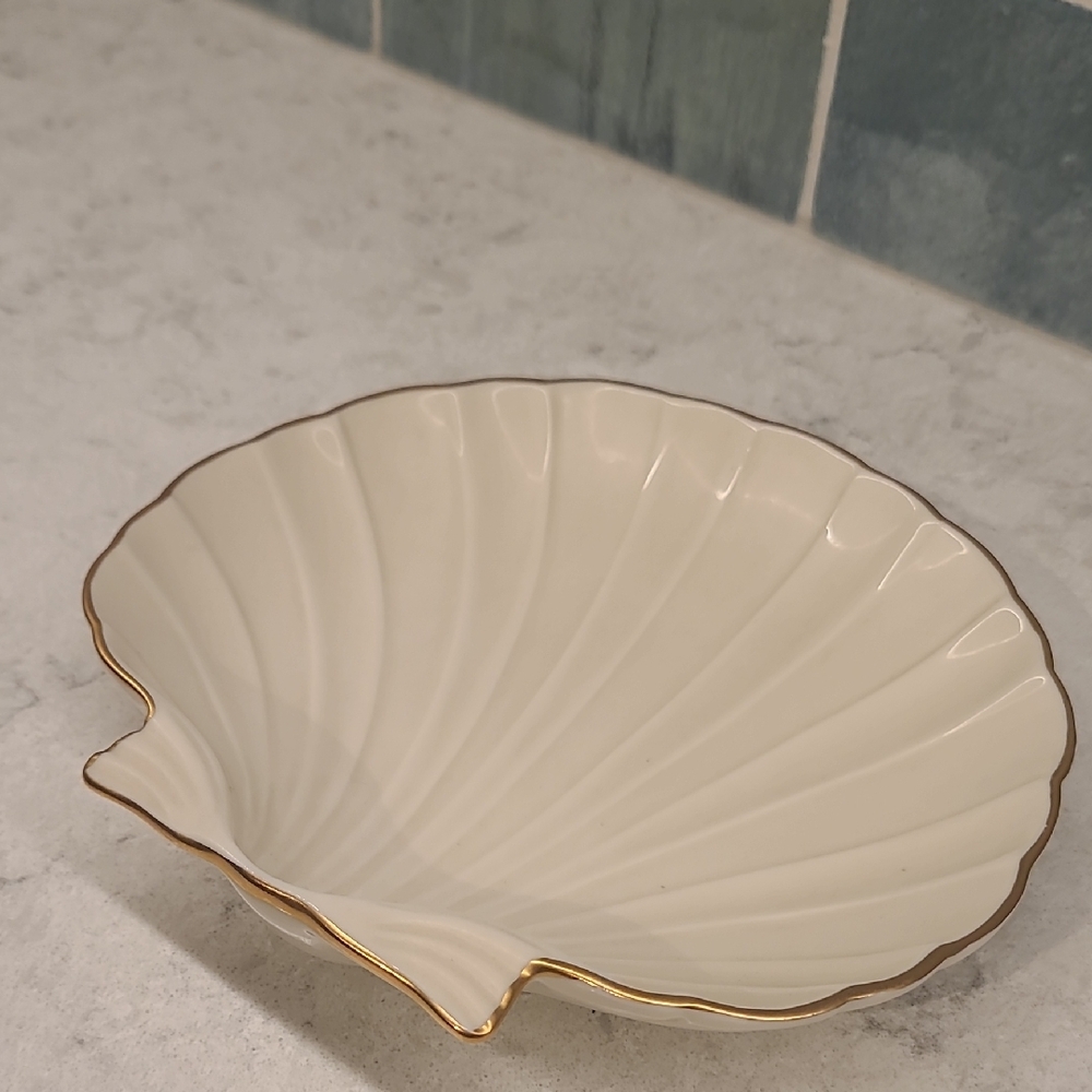 Lenox Porcelain Shell Bowl with Gold Trim